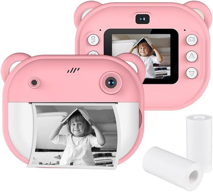 Instant Print Camera for Kids, Dual Selfie Digital Camera with Video Recording