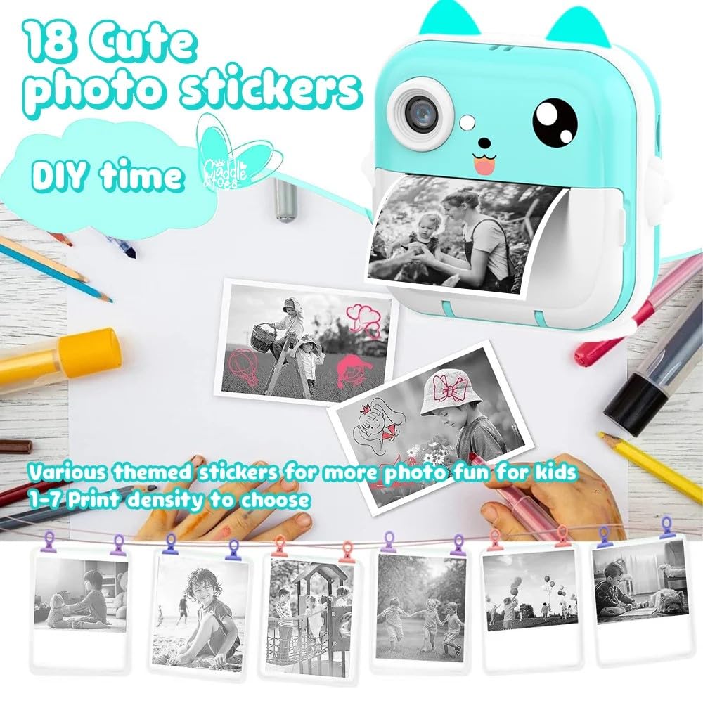 Instant Print Camera for Kids, Dual Selfie Digital Camera with Video Recording