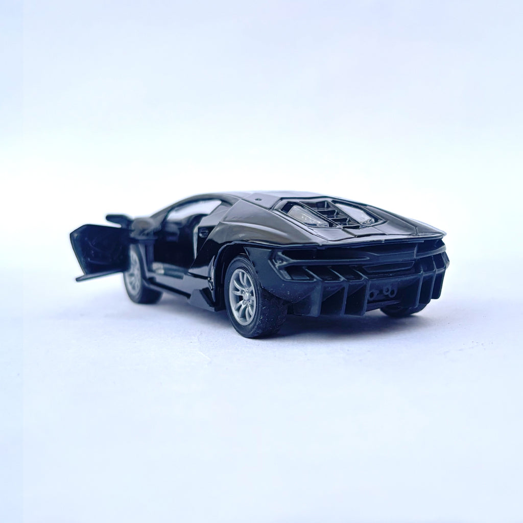 Diecast 1:32 Scale Metal Pull Back Car Toy for Kids with Openable Doors, Light & Music.