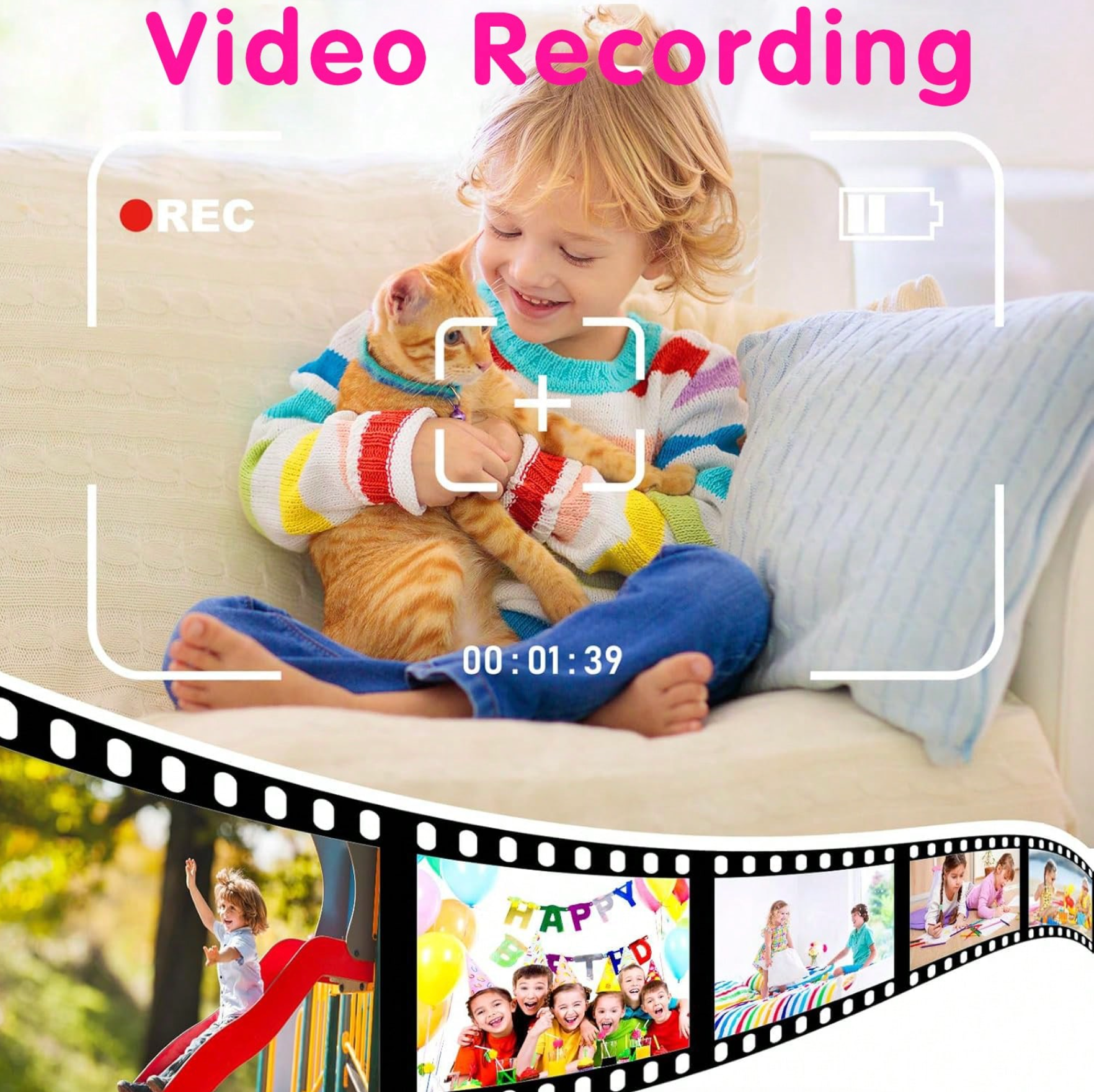 Instant Print Camera for Kids, Dual Selfie Digital Camera with Video Recording