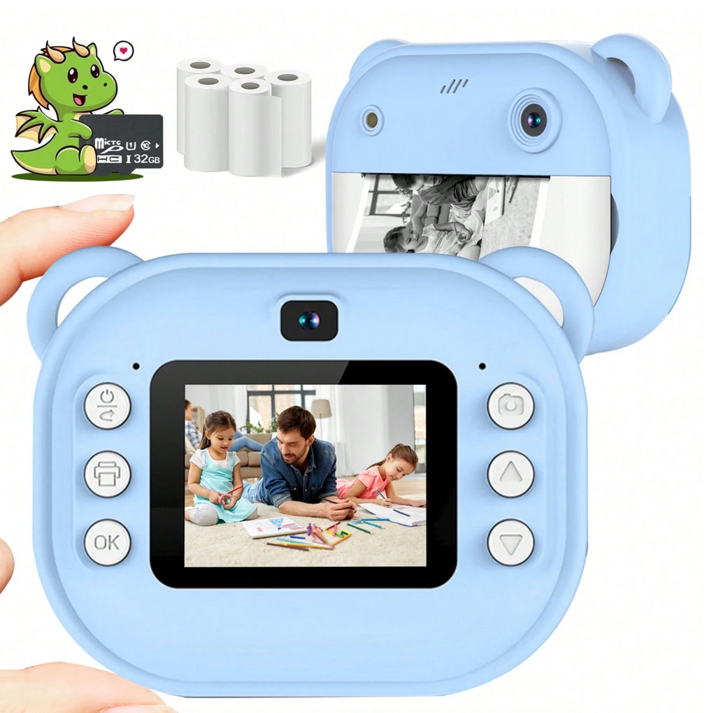 Instant Print Camera for Kids, Dual Selfie Digital Camera with Video Recording